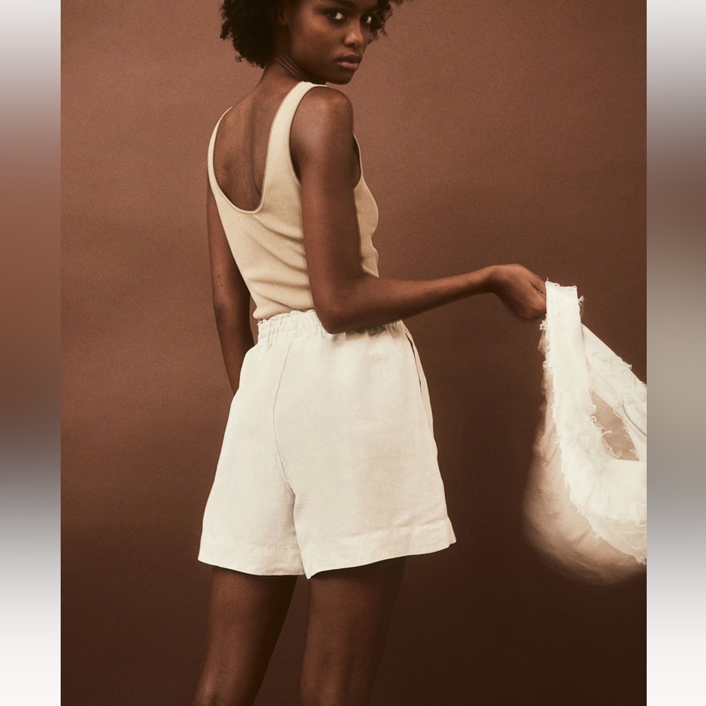H&M Linen-blend Pull-on Shorts - Picture 4 of 6